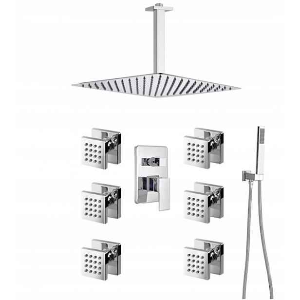 Sprchový Set Podomítkový Hydromasáž Chrom Dešťová Sprcha 30 cm