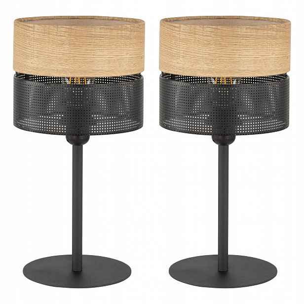 Tk Lighting Sada 2 x Noční stolní lampa Béžová 1xE27 Kov