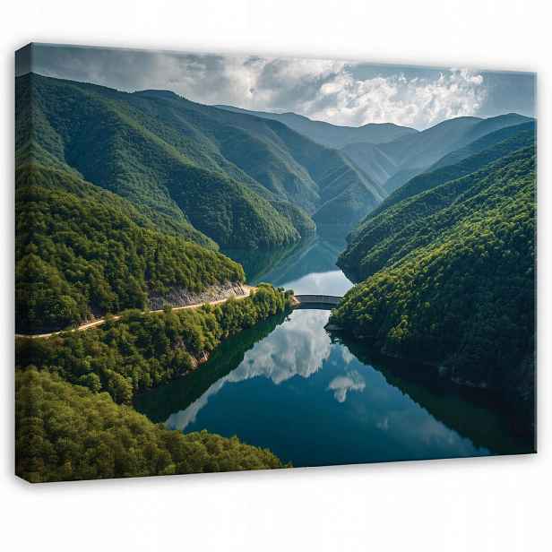 Wallarena PLÁTNO Horská krajina Zelená 120x80 cm