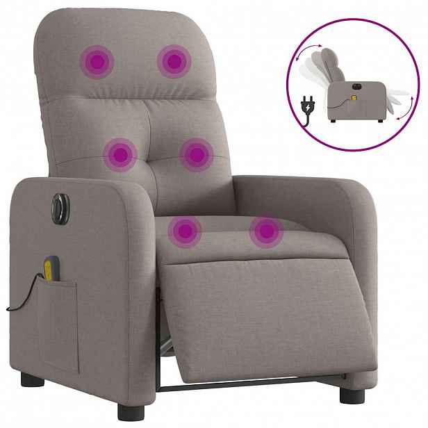 vidaXL Elektrické masážní polohovací křeslo taupe textil