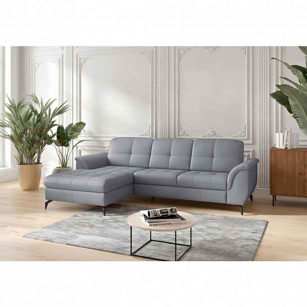 Sit & More ROHOVÁ SEDAČKA, textil, kůže, šedomodrá