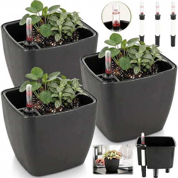 3KS Květináč Sada Automatického Zavlažovače 17.5 CM Černá