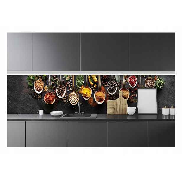 Fototapeta do kuchyně Laminované bylinky Lžíce 250x60