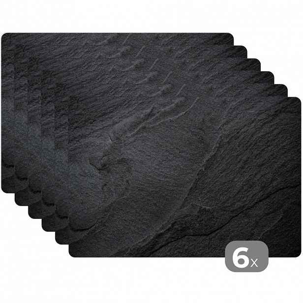 MuchoWow SADA 6 KS PROSTÍRÁNÍ Beton - černý - průmyslový 45x30 cm