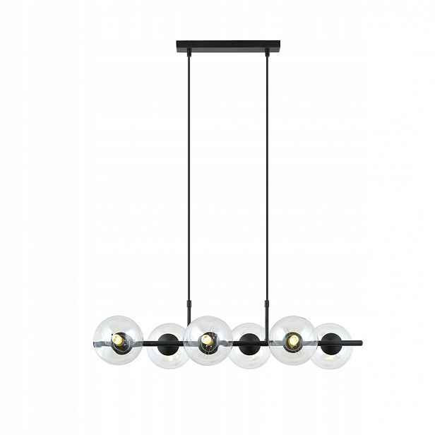 Černá závěsná lampa Rory 6 s průhlednými stínidly E14
