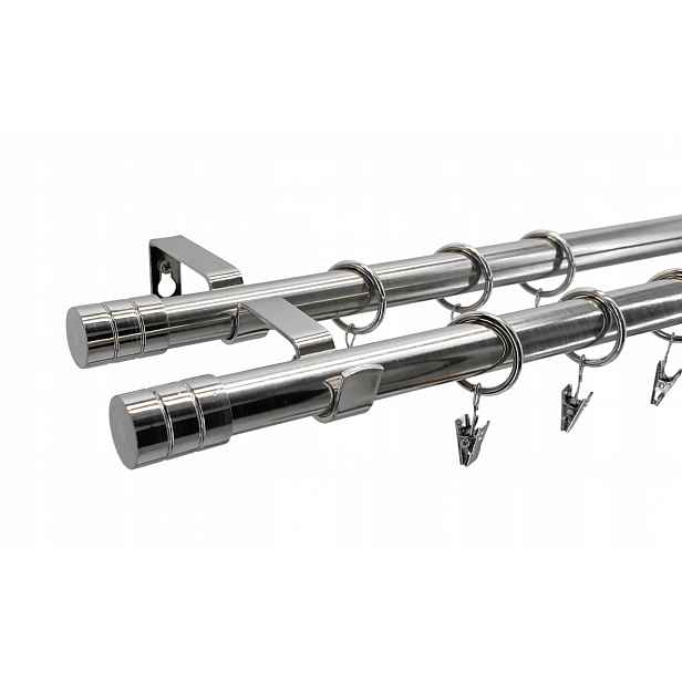 Dvojitá Garnýž Kovový mix koncovek loft barva nikl 19+19 mm 260 cm