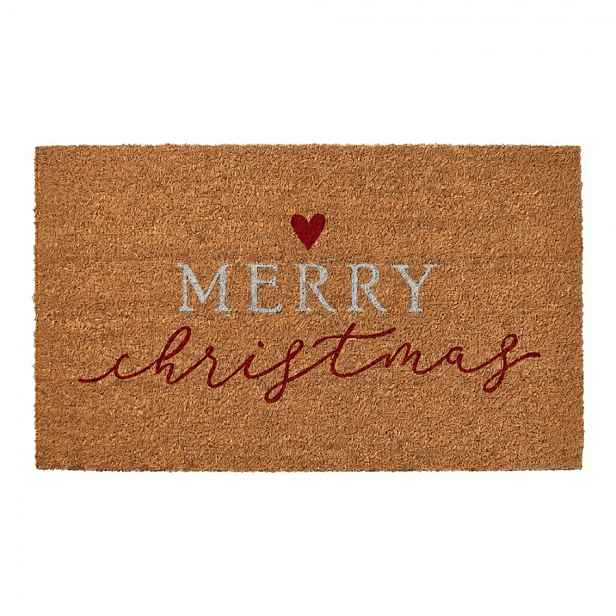 Hnědá kokosová rohožka Merry Christmas - 75*45*1 cm Clayre & Eef