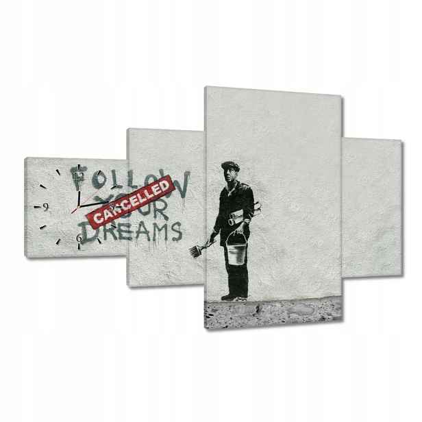 Hodiny 130x80 Banksy Follow Your Dreams