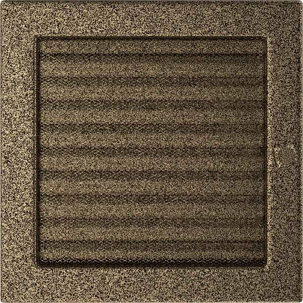 Ventilační mřížka 22x22 černo-zlatá s žaluzií