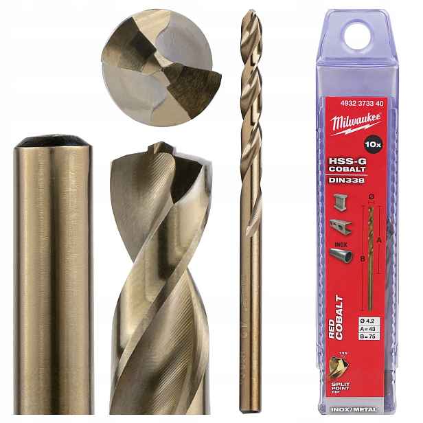 Vrták do kovu kobaltový 4,2 x 75 mm 10 ks Hss-g Red Cobalt Milwaukee