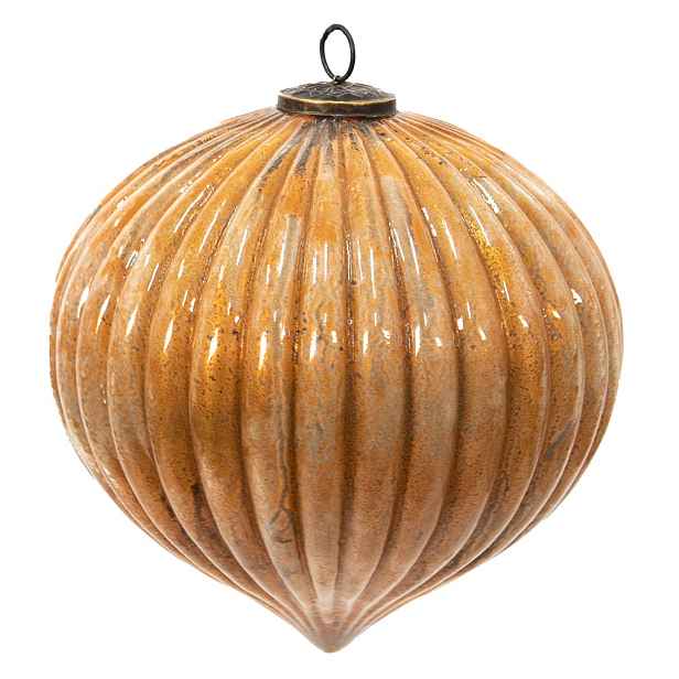 Zlatá antik skleněná vánoční koule XL - Ø 25*25 cm Clayre & Eef