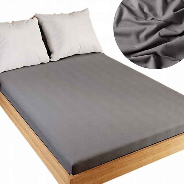 Bavlněné prostěradlo s gumičkou Tmavě Šedé 220x200 cm Jersey 140 g/m² 003