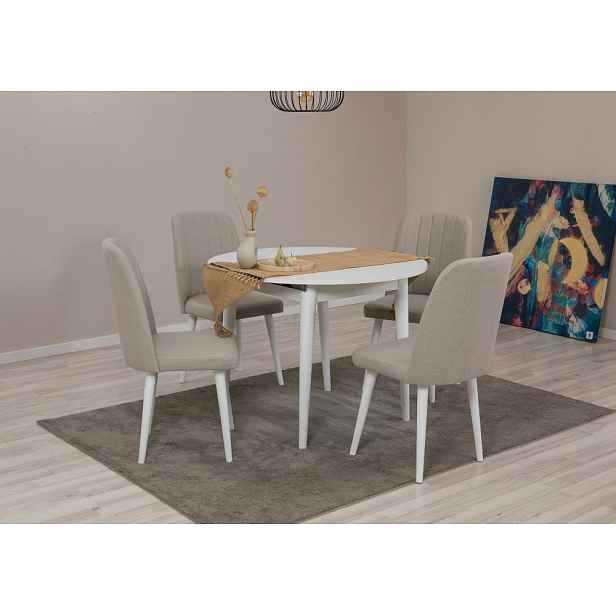 Jídelní set s rozkládacím stolem a židlemi (5 kusů) Vina 1005 5 - White, Cream