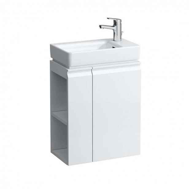 Laufen Pro S - Skříňka s umývátkem, sifonem a boční policí vlevo, 48x28x69 cm, matná bílá H8629644631041