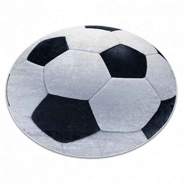 rugsX BAMBINO 2139 mycí kobereček kulatý - Fotbal pro děti protiskluz - černý / bílá 160 cm