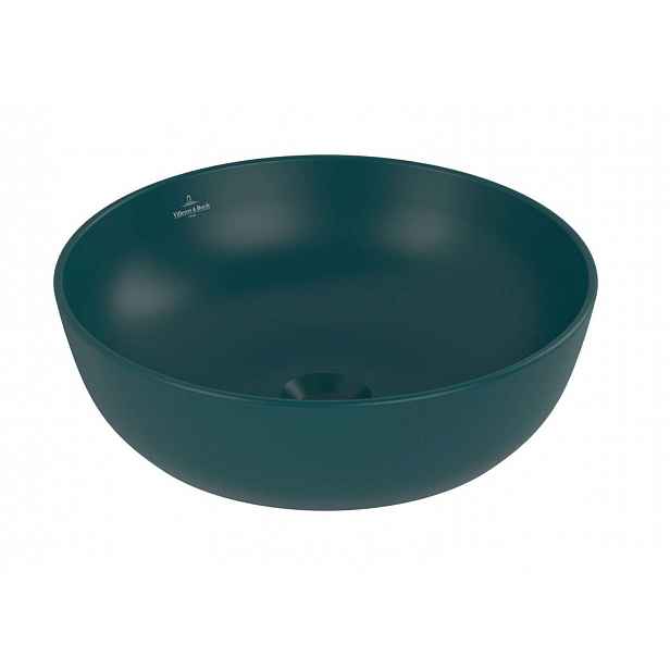 Villeroy & Boch Artis - Umyvadlo na desku, průměr 43 cm, bez přepadu, bez otvoru pro baterii, CeramicPlus, Teal 417943TE