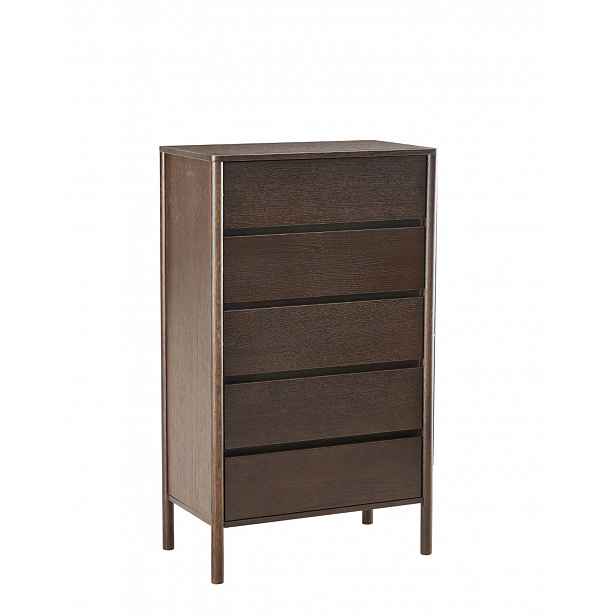 Vysoká komoda Blair s 5 zásuvkami (CD02) kouřový dub 70x118 cm