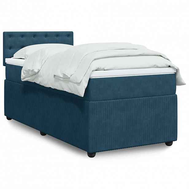 vidaXL Box spring postel s matrací modrá 80 x 200 cm samet
