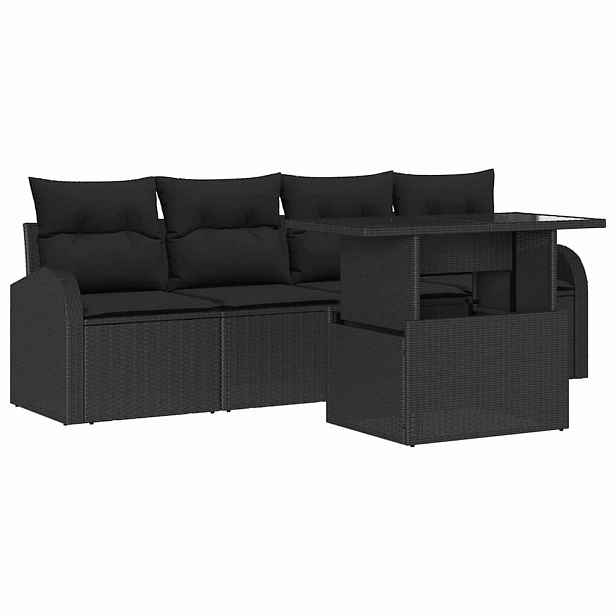 vidaXL Sada zahradních pohovek 5 ks Černá Poly Ratan