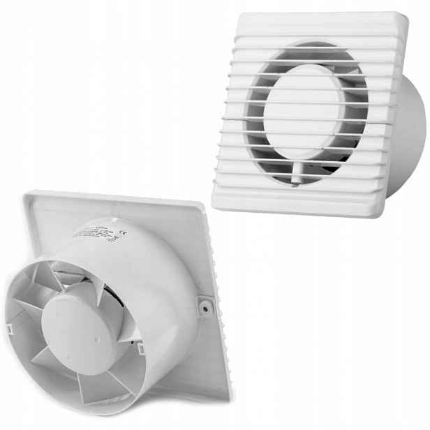 Domácí koupelnový ventilátor 125 mm Snímač vlhkosti Časový spínač Bílý