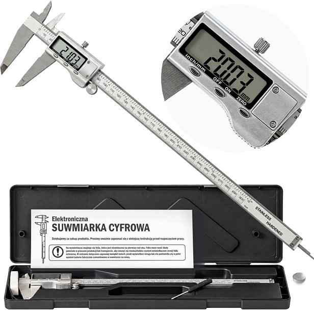 Kovové Elektronické Posuvné Měřítko LCD 300 mm Přesné Pouzdro Baterie