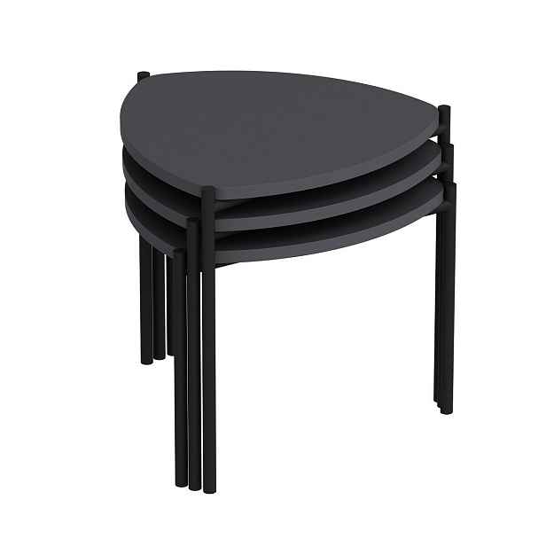 Sada odkládacích stolků Lenny Anthracite, 3 ks