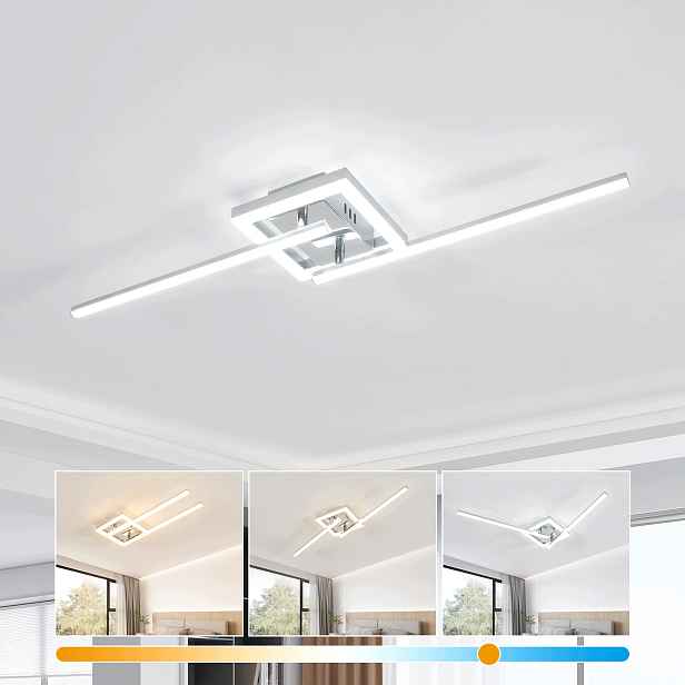Stropní Led lampa lustr chrom moderní obývací pokoj 3000K/4500K/6500K 22W