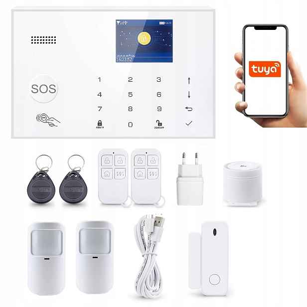 Bezdrátový LCD Alarm 2.4' Gsm WiFi Tuya Smart V 2xPIR