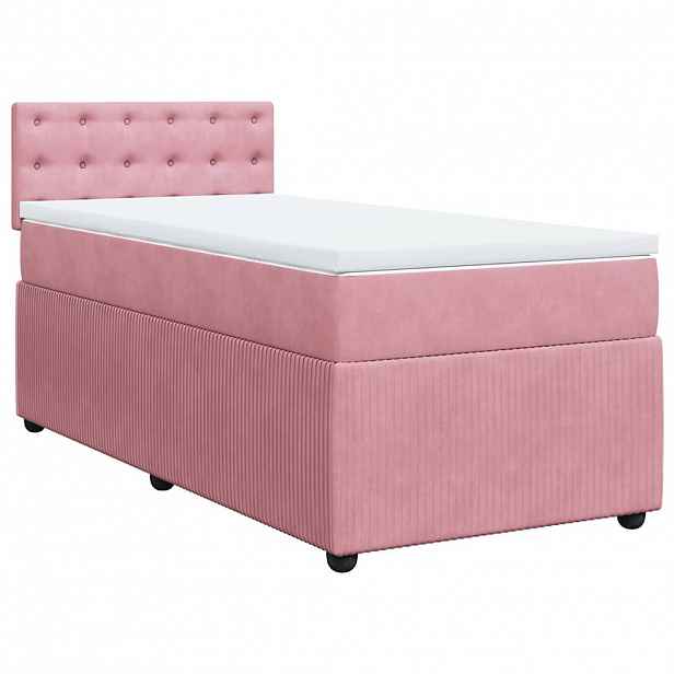 vidaXL Box spring postel s matrací růžová 80 x 200 cm samet
