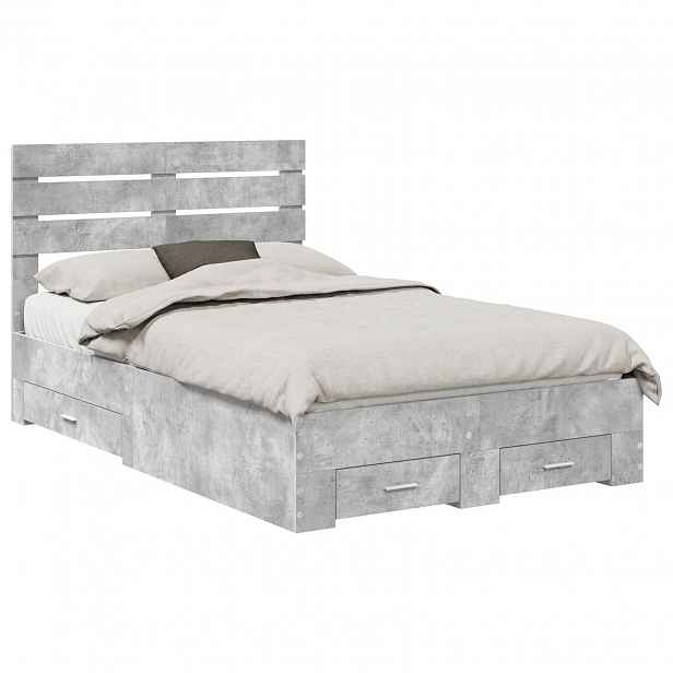 vidaXL Rám postele s čelo Betonově šedá 120 x 190 cm Kompozitní dřevo