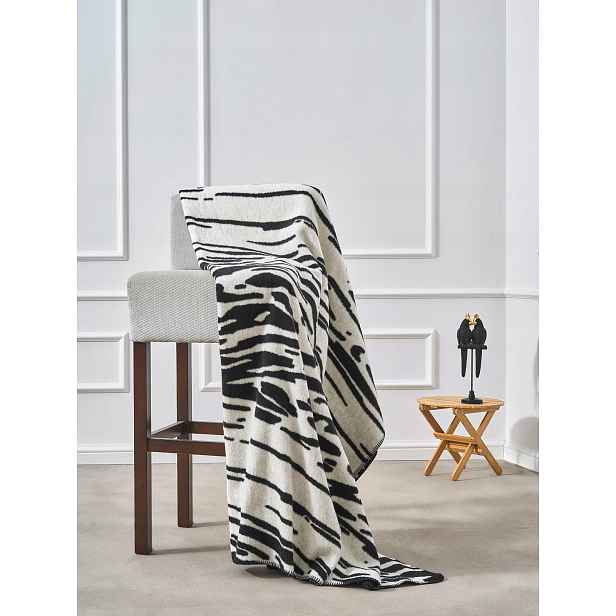 Akrylová bavlněná deka 150x200 2141/2 Zebra bílá, černá, přehoz