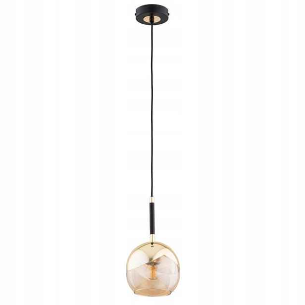 Černá závěsná lampa Prada 1xE27 15W se skleněnou koulí, kov Alfa