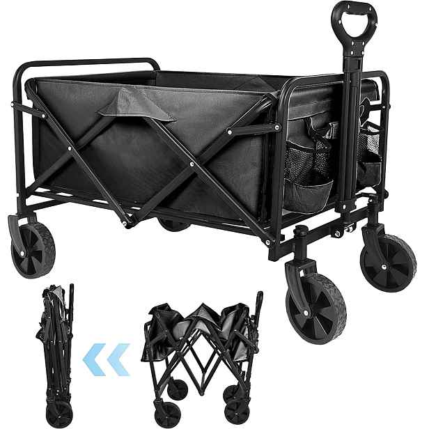 Plážový zahradní vozík s skládací brzdou Bedee Černý 70 l 150 kg