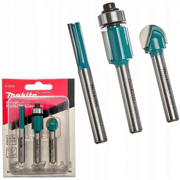 Sada 3 fréz do horní frézky 6mm Makita D-30209