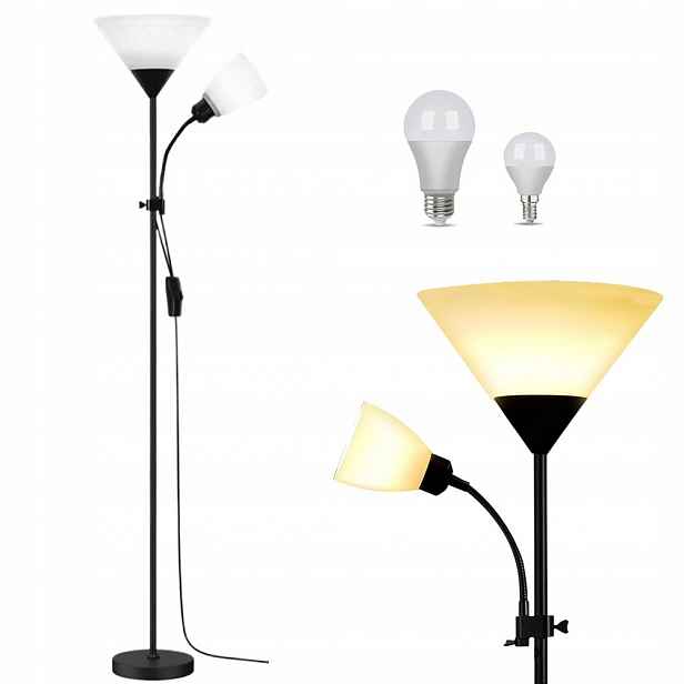 Stojací Led lampa na čtení, černá, 164 cm, E27 E14, černá, 60 W