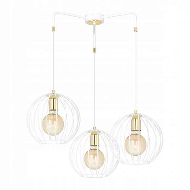 Závěsná lampa Albio 3 White moderní, loftová, bílá/zlatá