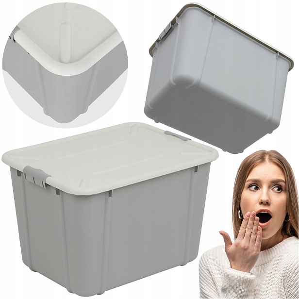 Plastová Krabička 60 L Uzamykatelná S Víkem, Úložný Box