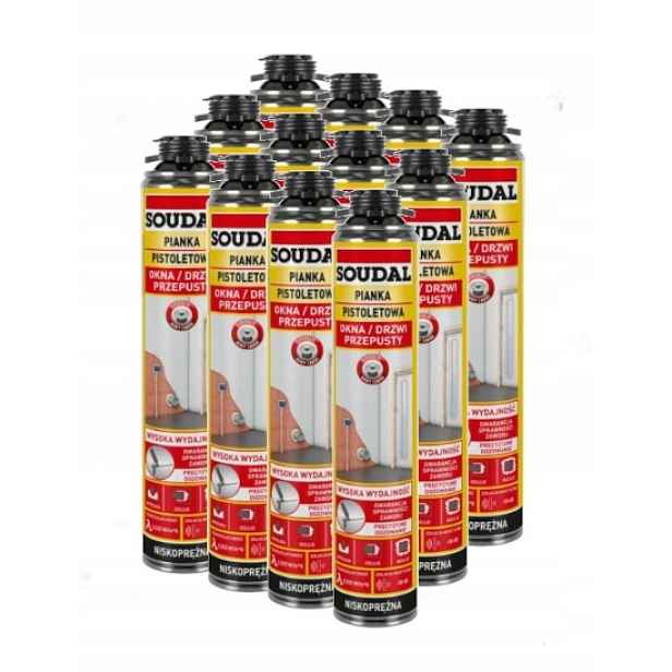 Pistolová montážní pěna Soudal 750 ml, sada 12 kusů