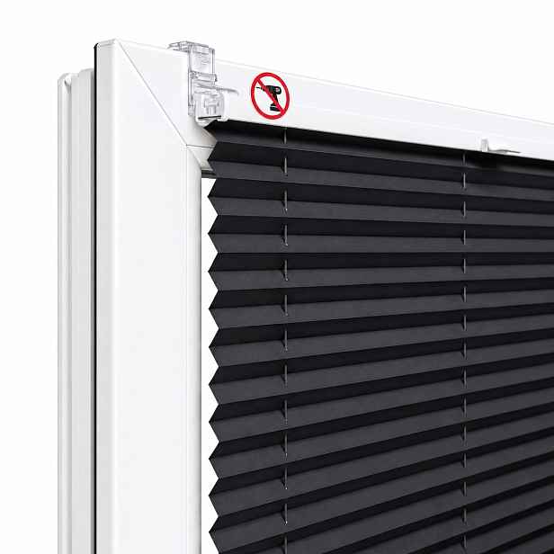 Plisa Bez Zatloukání 115x220 Roleta Plisy na okno Černá Nastavitelná Hotová