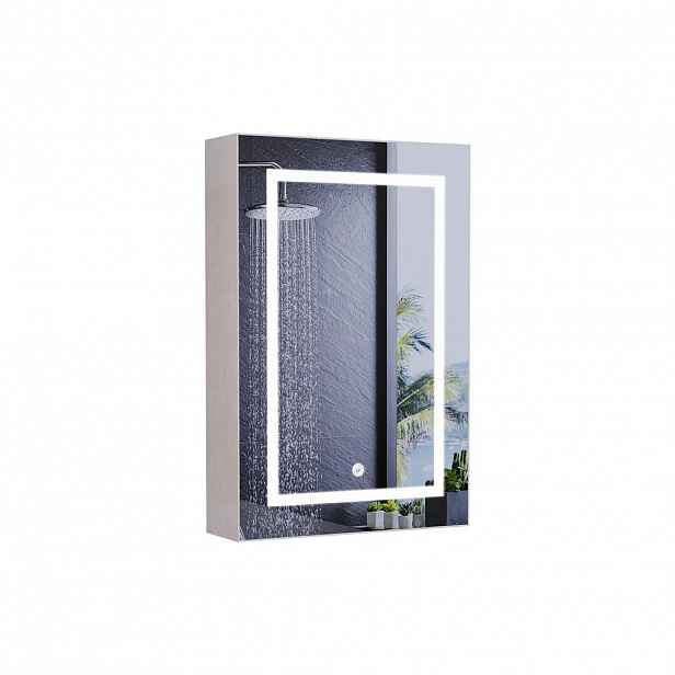 SHOPENTRA LED zrcadlová skříňka 50x70cm bílá, 1dveřová s dotykovým spínačem
