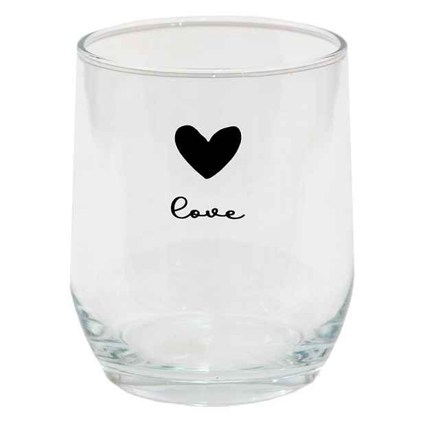 Sklenička se srdíčkem Love Birds - Ø 8*9 cm / 300 ml Clayre & Eef