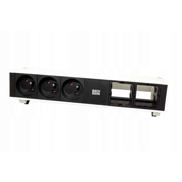 Bachmann Systém Desk 2,3x zásuvka CZ,2x volné,bílý+ černé moduly (902.205)