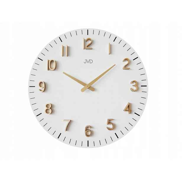 Nástěnné Hodiny Jvd HC404.1 40 cm Zlaté Ručičky Elegantní Dřevěné Bílé