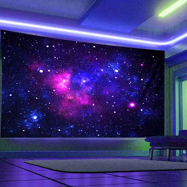 TEMU 1 ks Fluorescenční tapiserie Hvězdná obloha, UV tapiserie Galaxie, nástěnná dekorace do obývacího pokoje, ložnice, kanceláře, domácí
