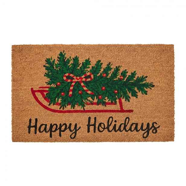 Vánoční kokosová rohožka Happy Holidays - 75*45*1 cm Clayre & Eef