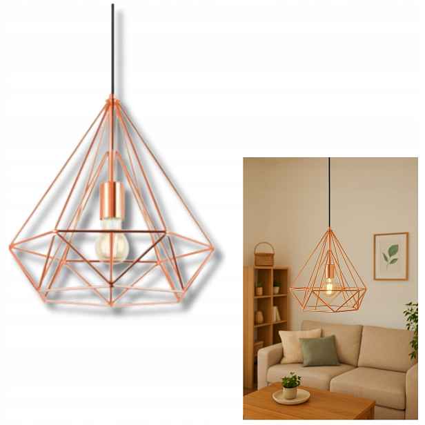 Moderní závěsná stropní lampa z měděného kovu s nastavitelnou výškou