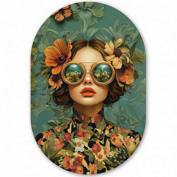MuchoWow NÁSTĚNNÝ OBRAZ Žena - Květiny - Motýli - Příroda - Vintage 60x90 cm