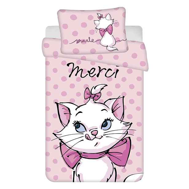 Růžové bavlněné dětské povlečení do postýlky 100x135 cm Marie Cat "Merci" – Jerry Fabrics