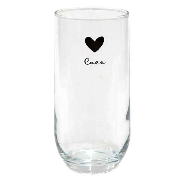 Sklenička se srdíčkem Love Birds - Ø 6*14 cm / 280ml Clayre & Eef