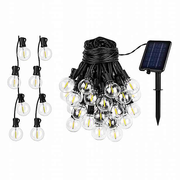 Solární zahradní Led řetězová girlanda 20 m 20xE12 2700K Ovladač IP44